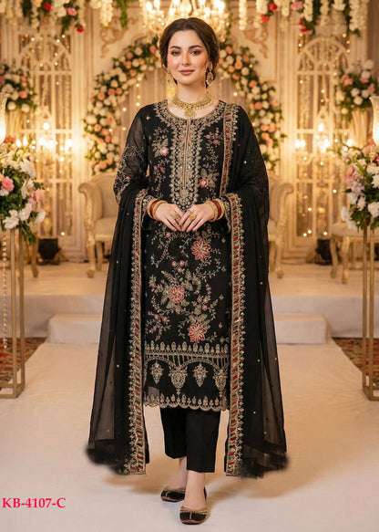 Anaita Black Chiffon Suit with Embroidery & Sequence Work