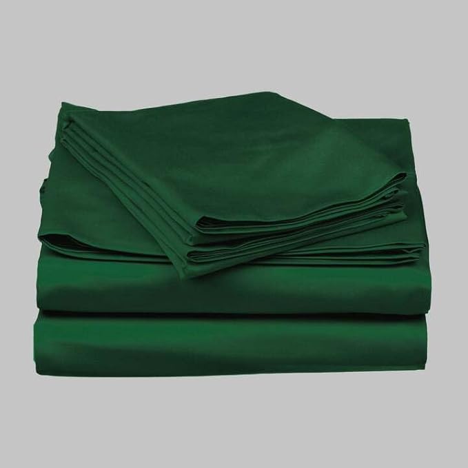 Stoa Paris Satin Bedsheets for Single Bed 300TC Premium Bedsheet with 1 Pillow Cover Colour Emerald Green