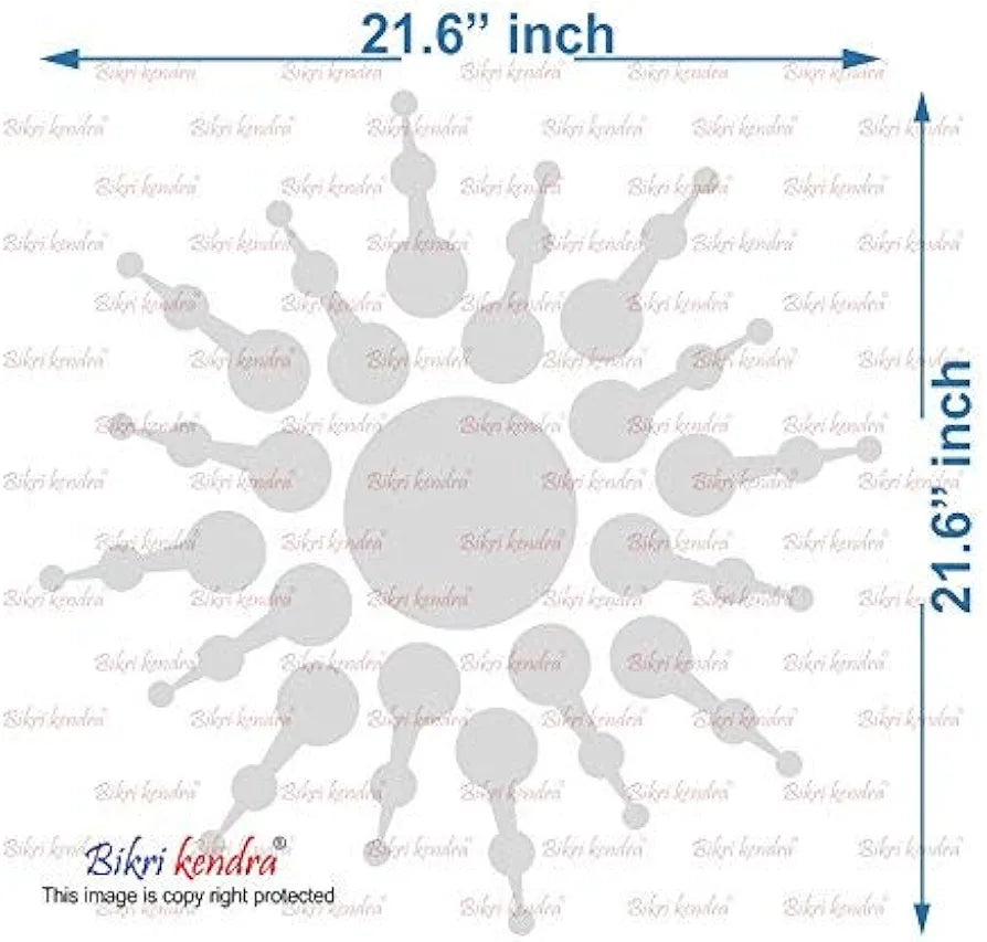 Bikri Kendra Sun Golden Model-7 Mirror Stickers for Wall, Acrylic Mirror Wall Decor Sticker