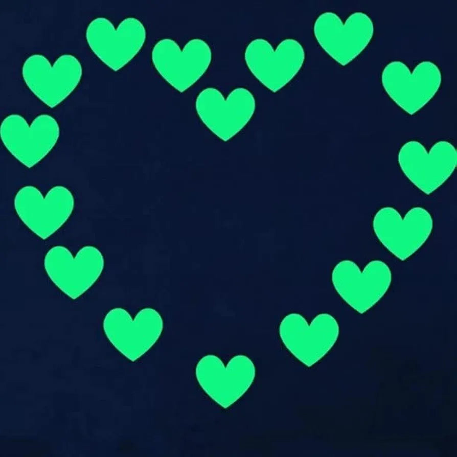 God & God's 3D Glow in The Dark Wall Stickers – Removable Fluorescent Heart Luminous Wallpaper Design 3