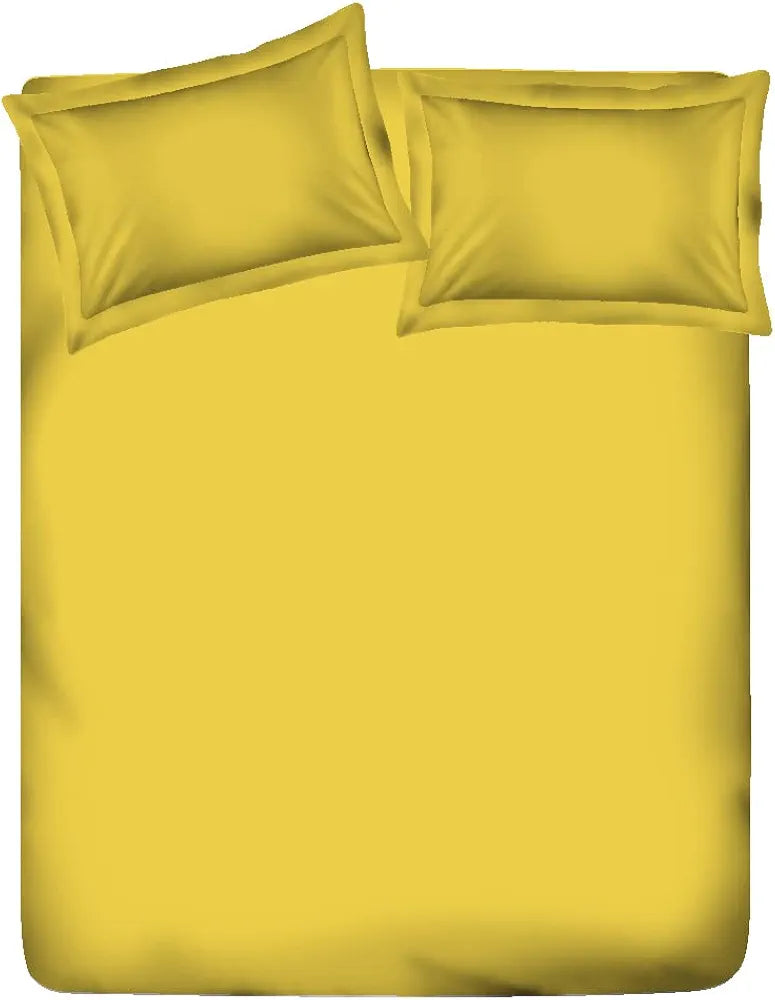 Layers Be Bold Cotton Bedsheet Set for All Seasons Lightweight Moisture Absorbent 140 TC Queen Size Yellow