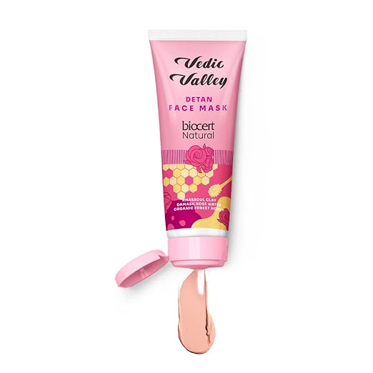 Vedic Valley Detan Face Mask With Rhassoul Clay & Damask Rose Water - 100 gms