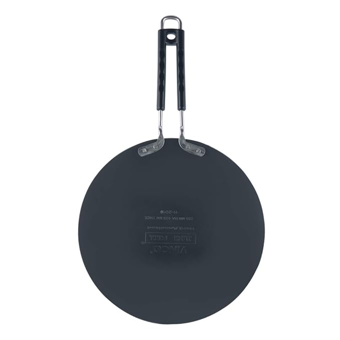 Vinod Black Pearl Hard Anodised Tawa - 25 cm | 4.25mm Thickness | Metal Spoon Friendly | Riveted Sturdy Handle