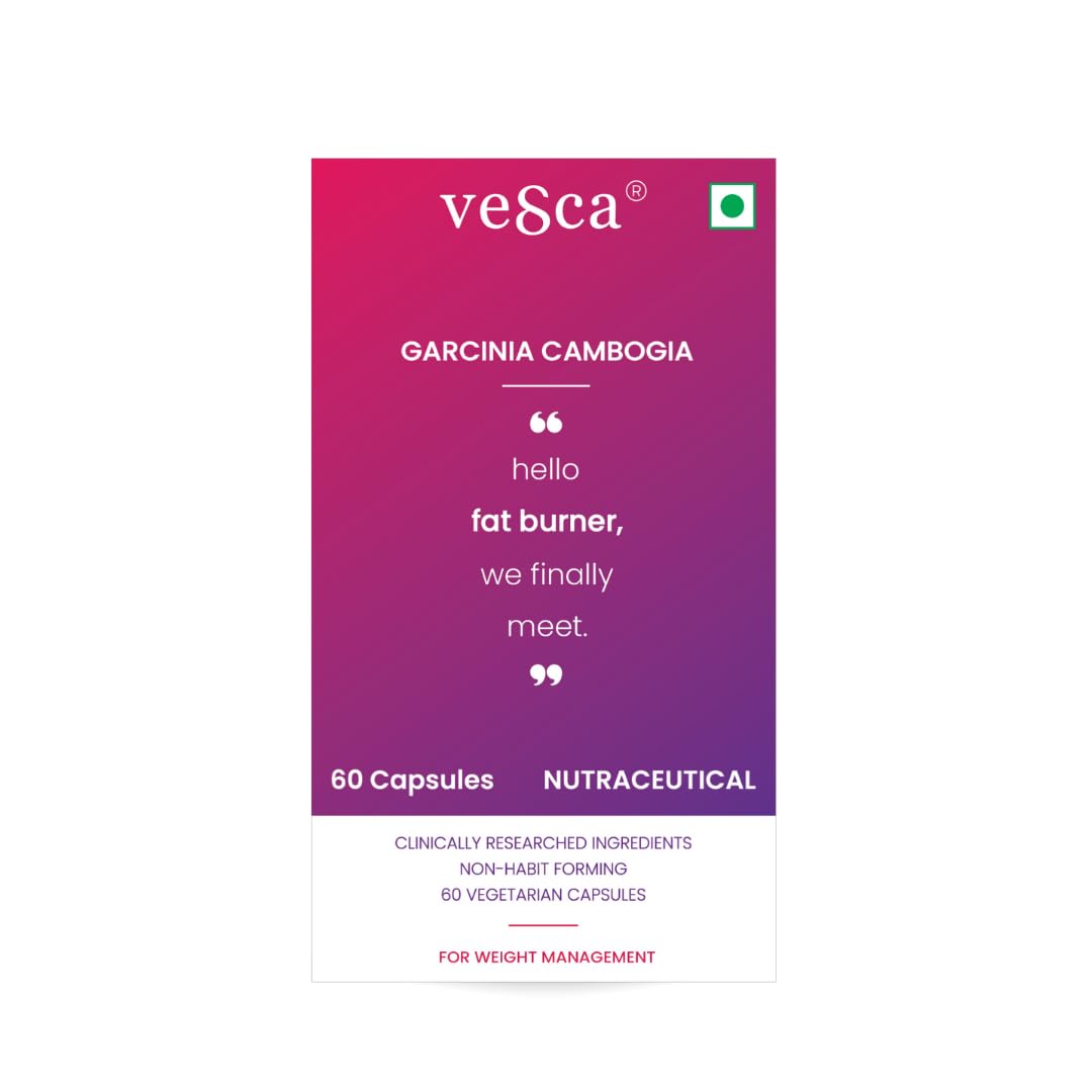 Vesca Garcinia Cambogia for Weight Management with Green Coffee, Green Tea and Grape Seed Extract, Fat Into Energy for Men & Women, Plant Based - 800mg_60 Veg Capsules