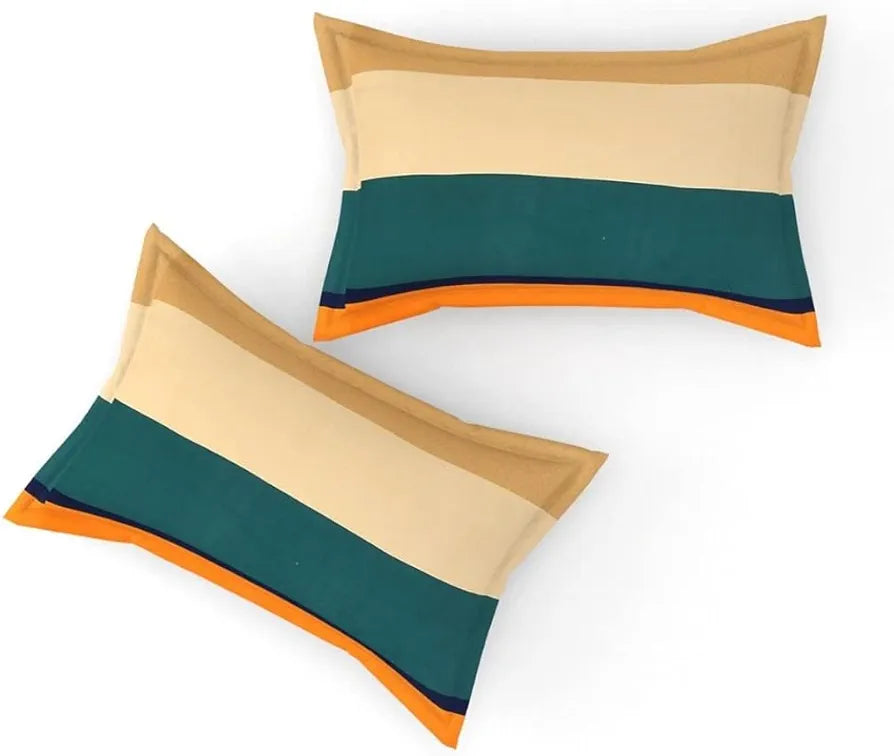 The Home Style 144 TC Super Soft Microfiber 6D Flat King Size Double Bed Bedsheet  with 2 Pillow Cover Multicolor ButterScotch