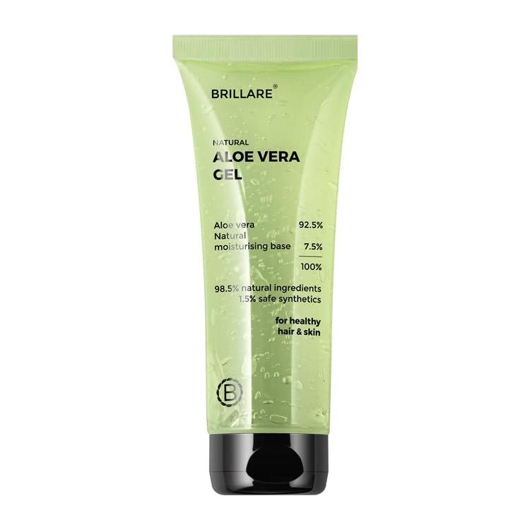 Brillare Aloe Vera Gel for Skin, Face & Hair | Natural Hydration, Soothing & Frizz Control | Pure Aloe Vera Gel for Glowing Skin & Smooth Hair