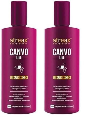 Streax Professional Canvoline Straightening Post Care Shampoo for Women - 300 ml (Pack of 2)