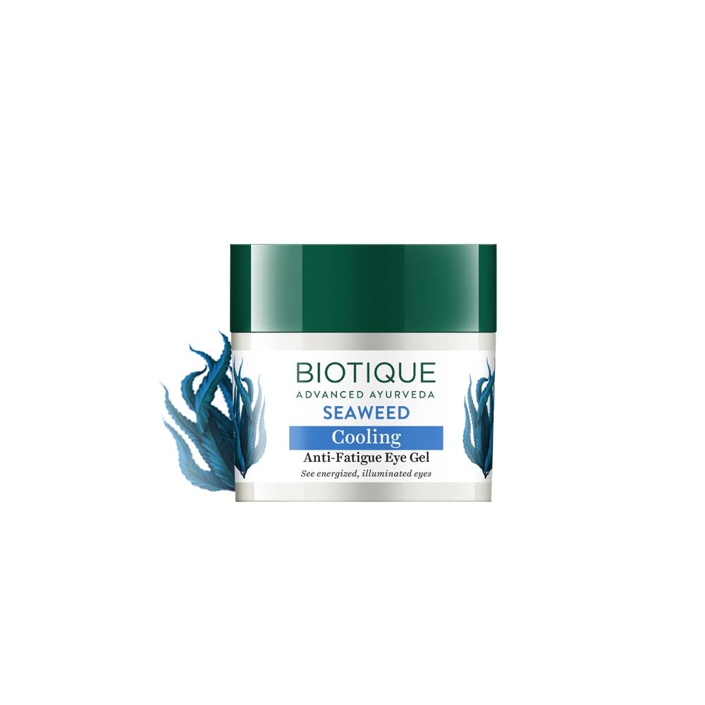 Biotique Bio Seaweed Revitalizing Anti Fatigue Eye Gel | Contains Wild Seaweed, Nutmeg, & Honey | Reduces Dark Circle and Puffiness | Suitable for All Skin Types | 15g