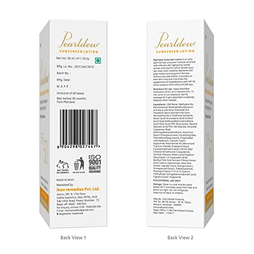 Pearldew Sunscreen Lotion SPF 50 - 50 Ml | Pack of 2