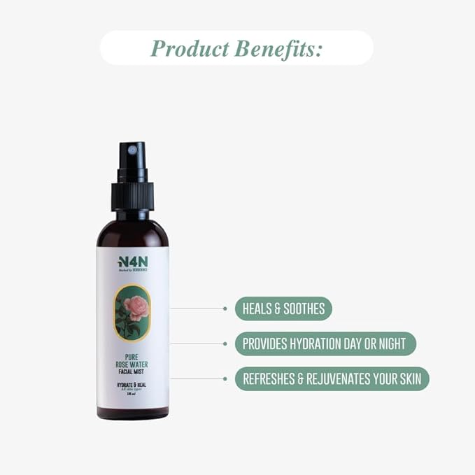 Nature4nature Facial Hydrating Mist Pure Rose Water | Refreshing & Hydrating Facial Toner for Normal to Oily Skin Face Toner - 100 Ml