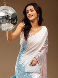 Sangria White Embellished Pure Georgette Saree