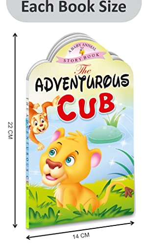 Sawan Set Of 5 Story Books Baby Animals Series (Adventurous Cub,Baby Squirrel,Baby Dinosaur,City Calf & Baby Mouse) [Board Book] Sawan