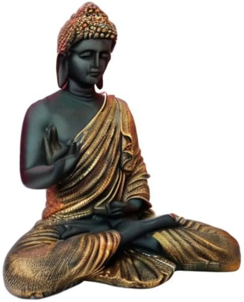 Alila Big Size Meditating Black Golden Buddha Idol Statue Showpiece 14 inches 35cm 1 Feet