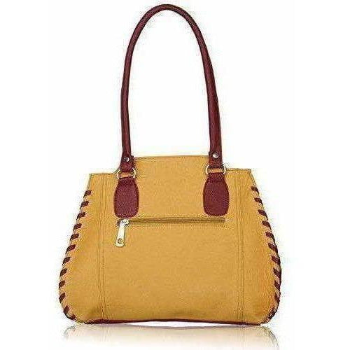Women's Handbag (Beige And Maroon)