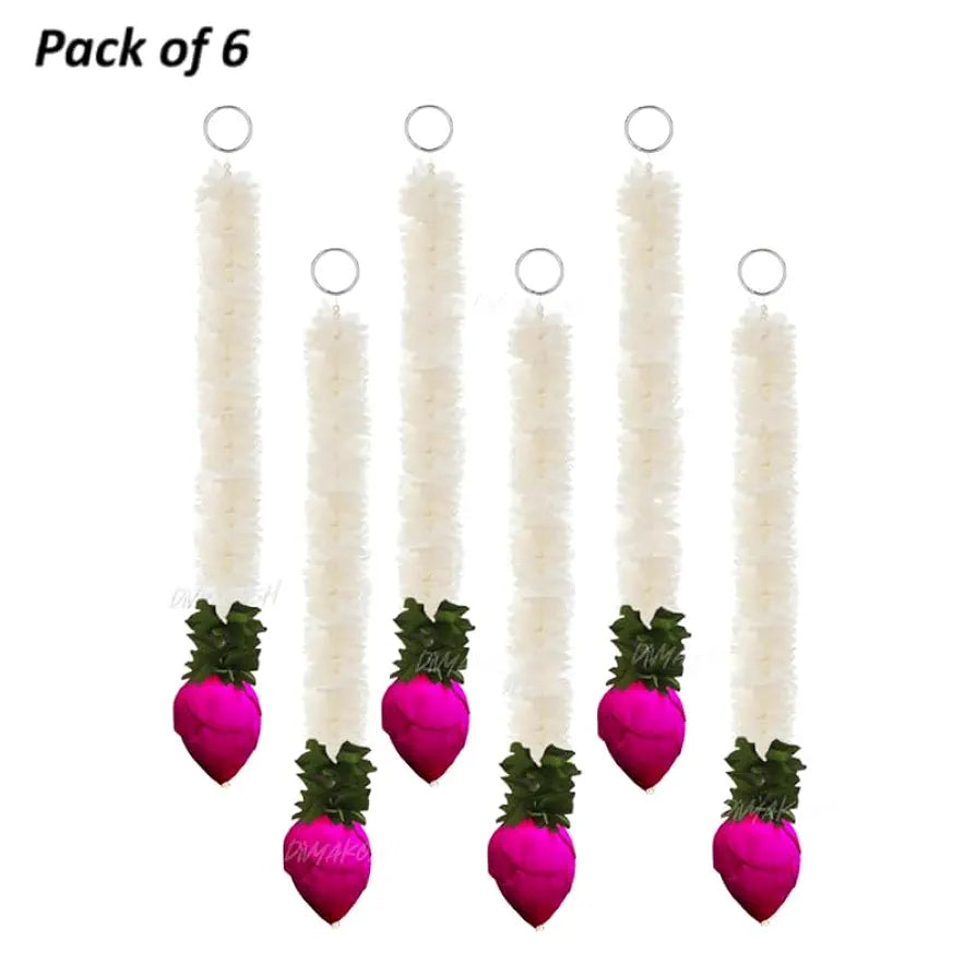 Garlands for Home Decoration Lotus Hangings Offwhite Fabric & Solawood Lotus Buds Jamsine Lotus - 6