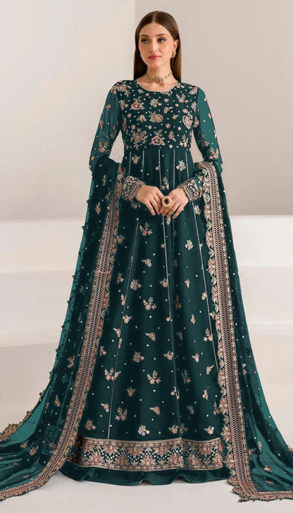 Anaita Teal Green Faux Georgette Sequins Embroidered Salwar Suit