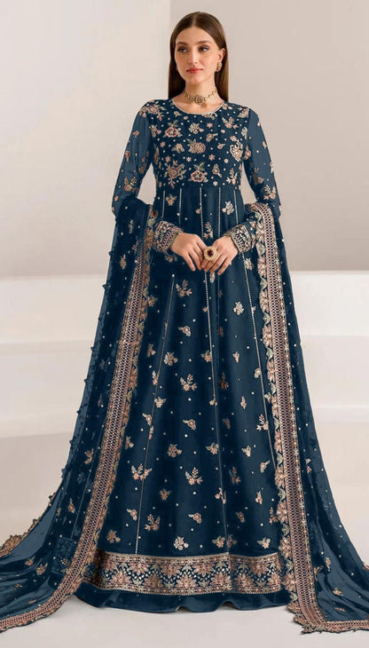 Anaita Navy Blue Faux Georgette Sequins Embroidered Salwar Suit
