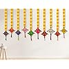 Handmade Artificial Marigold Fluffy Flowers Colorful Woolen Kite Hanging 42 Inches Height Approx