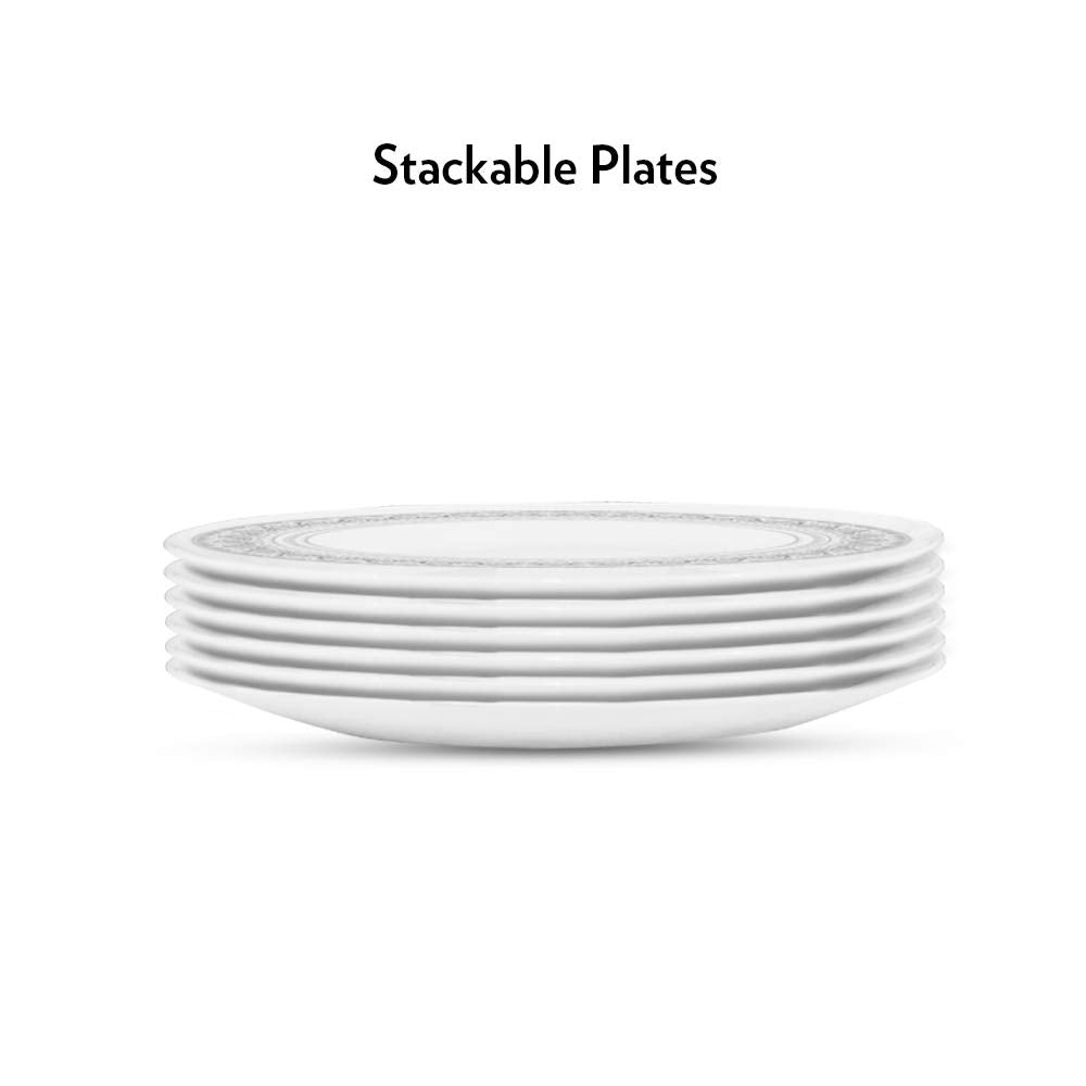 Larah by Borosil Opalware Classic Full Plate | White | 11 Inch | Set of 6