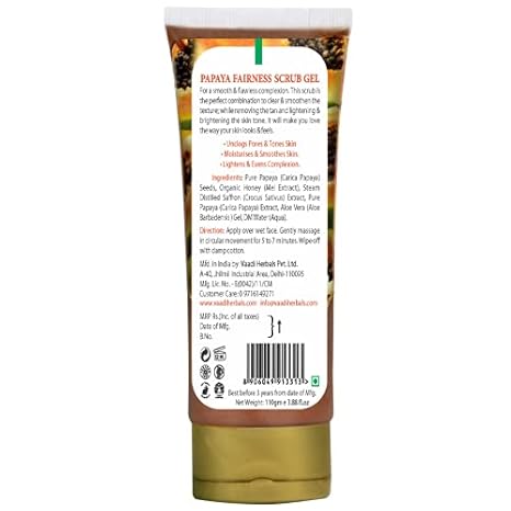 Vaadi Herbals Papaya Fairness Scrub Gel with Honey and Saffron - 110 gms (Pack of 2)