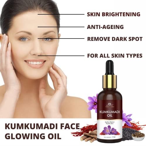INTIMIFY Kumkumadi Tailam For Face, Kumkumadi Face Oil For Glowing Skin, Face Serum For Wrinkles, Whitening, Lightening & Pigmentation (15 ml)