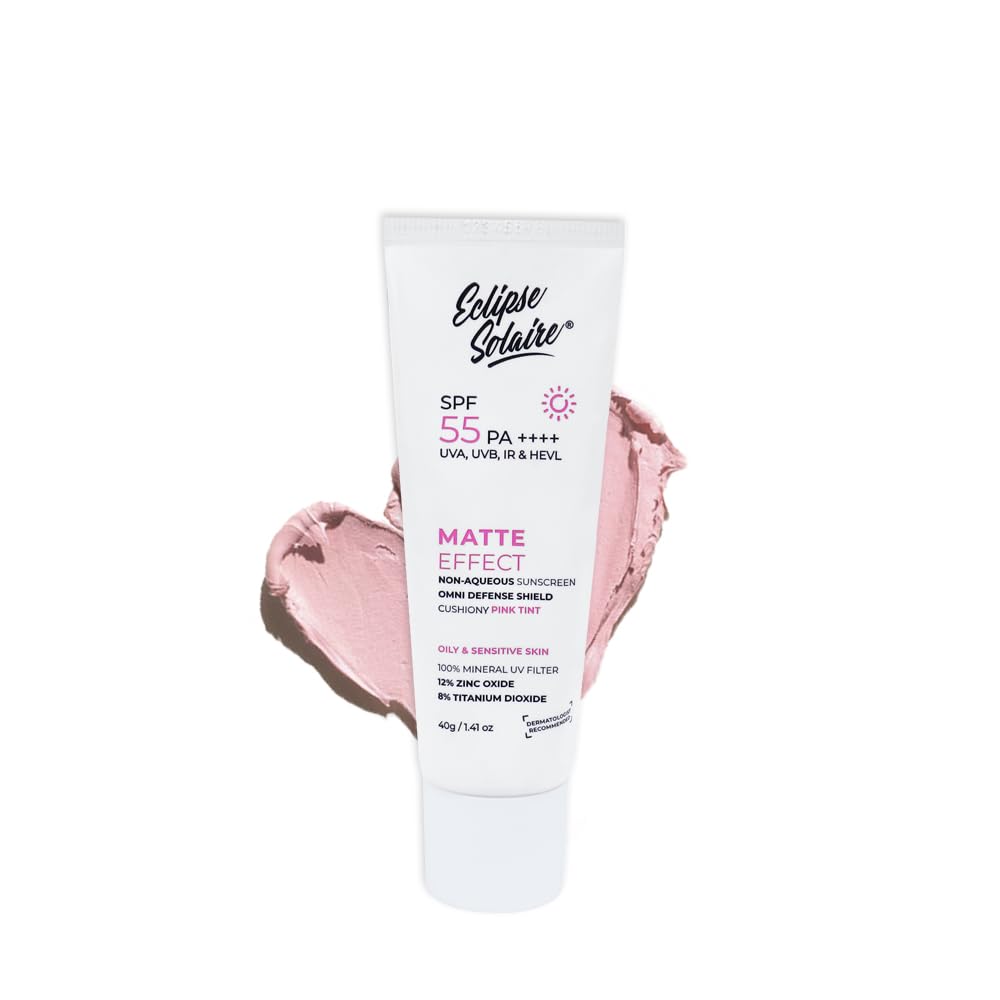 Matte Sunscreen SPF 55 PA++++ | Lightweight, No White Cast, Waterproof & Sweat Resistant Tinted Sunscreen for Oily, Acne-Prone & Sensitive Skin â€“ 40g