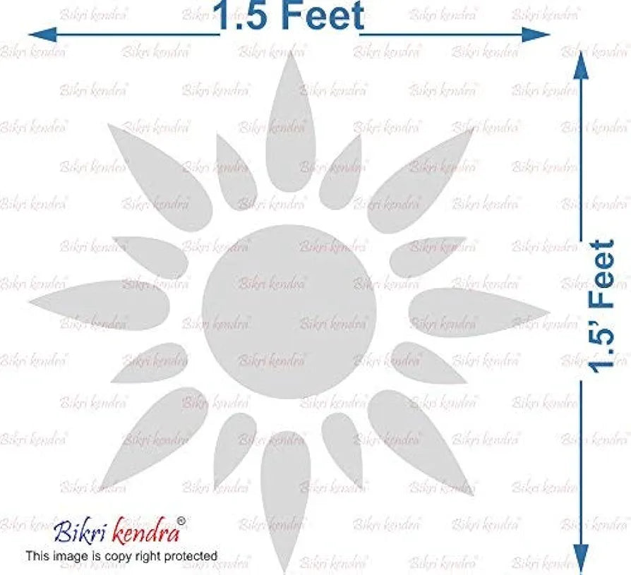 Bikri Kendra Sun Silver Model-10 Mirror Stickers for Wall, Acrylic Mirror Wall Decor Sticker