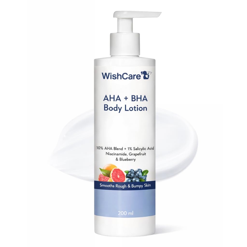 WishCare AHA BHA Body Lotion For Dry Skin | Provides Deep Hydration, Detans & Smooths Rough Skin | With 10% AHA & 1% BHA | Body Lotion For Men & Women | 200ml