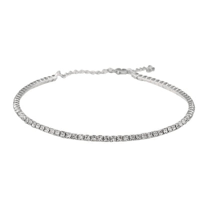 Silver-Toned Alloy Rhinestones Studded Choker - The Pari