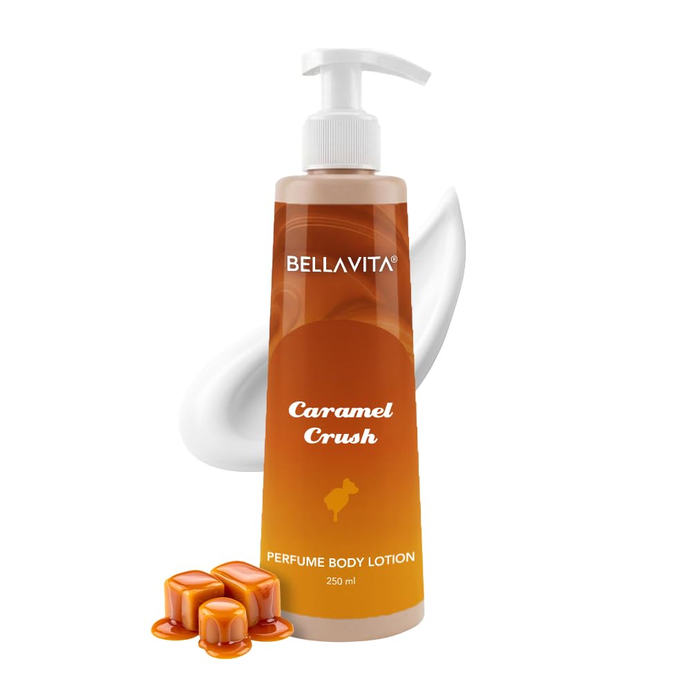 BELLAVITA Caramel Crush | Perfume Body Lotion for Man and Woman | Long-lasting Hydration | Soft & Smooth Skin | Long-lasting Scent | Paraben-free | Infused with Cocoa Butter & Glycerin | 250ml