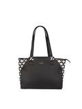 Zouk Printed Jute Handcrafted Vegan Leather Black Women's Check-point Friendly Classic Business Bag