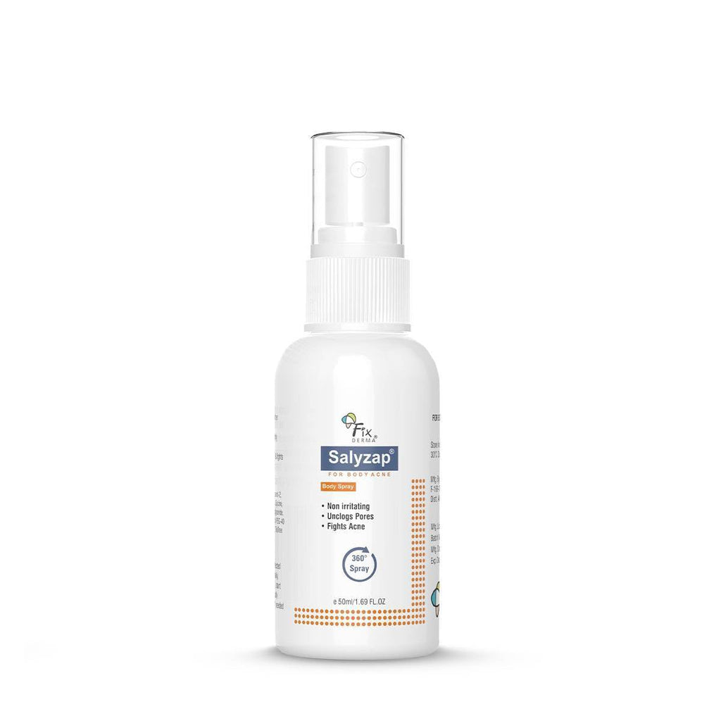Fixderma 2% Salicylic Acid Salyzap Body Acne Spray For Acne on Back, Shoulders, Neck & Chest to improve Breakouts & Uneven skin texture for Women & Men - 50ml