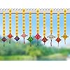 Handmade Artificial Marigold Fluffy Flowers Colorful Woolen Kite Hanging 42 Inches Height Approx
