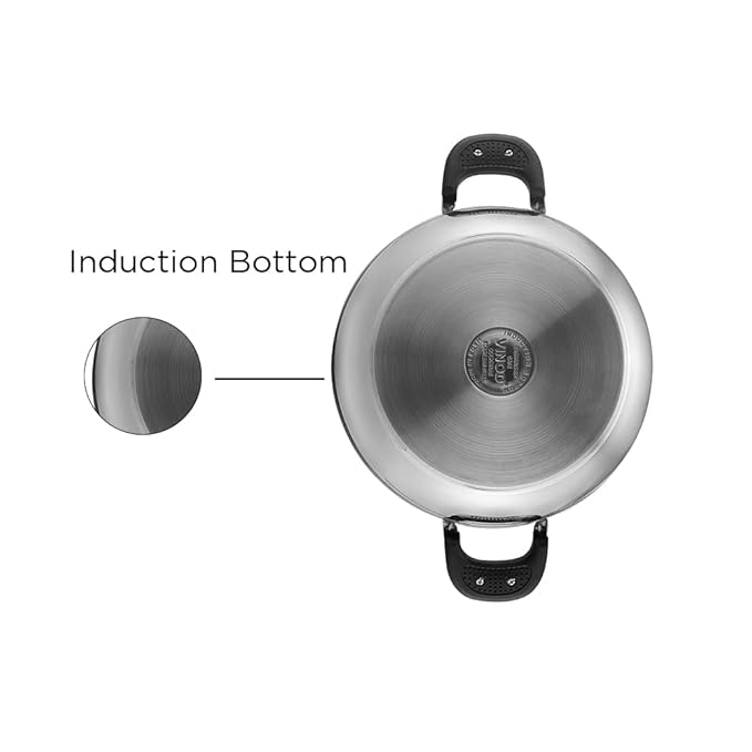Vinod Durban Stainless Steel Saucepot Handi with Glass Lid - 2.7 Litre, 18 cm | Stylish Durable Handles