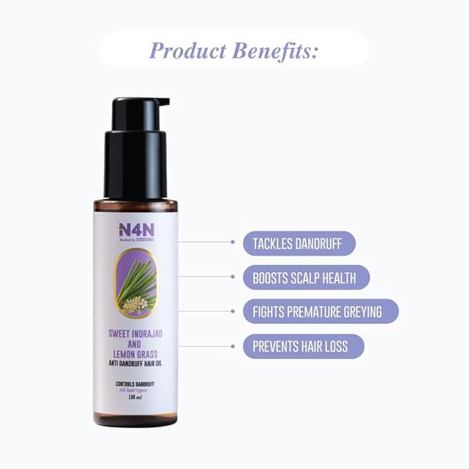 Nature4nature Anti-dandruff Hair Oil - 100 Ml | Sweet Indrajao & Lemongrass for Dandruff Control & Scalp Nourishment