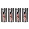 Femora Kitchen Storage Jars Steel Body With See Through Window Jar | 1300 Ml | Set of 4