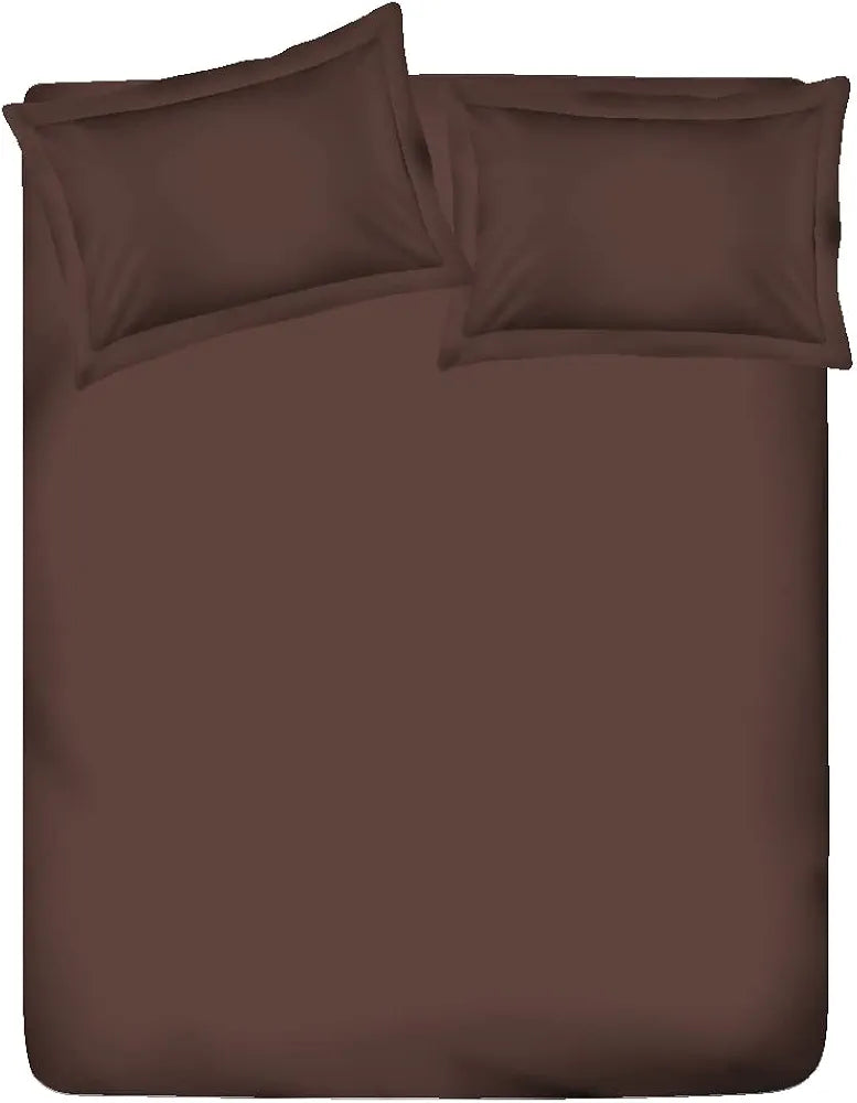 Layers Cotton 144TC Elastic Fitted Bedsheet for Double Bed King Size with 2 Pillow Covers Dark Brown Solid Pattern Color