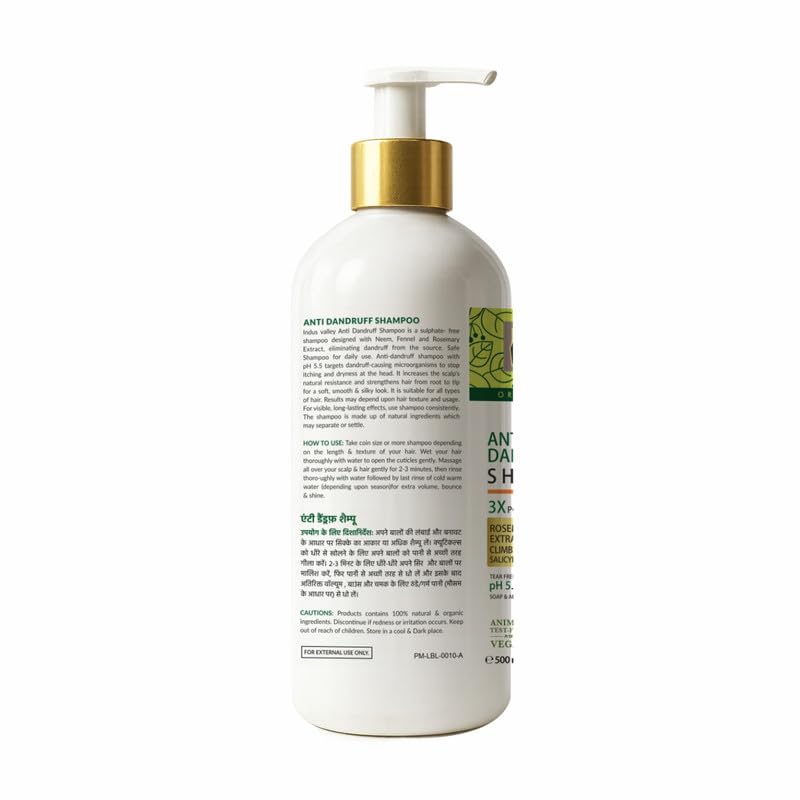 INDUS VALLEY Anti-Dandruff Shampoo with Rosemarry Oil For Hair Fall Defense - 500 ml