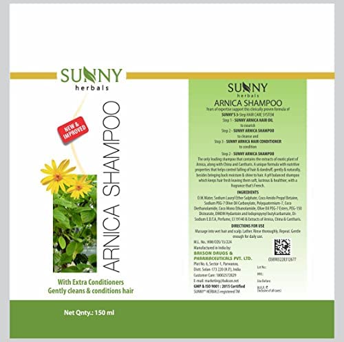 Sunny Herbals New & Improved pH Balanced Arnica Shampoo For Soft Lustrous & Healthy Hair - 150 (Pack of 2)
