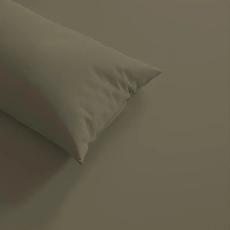 Trance Home Linen 300 TC Bamboo Fitted Queen Size Bedsheet Soft Breathable & Eco-Friendly Bedsheet with 2 Pillow Cover Colour Mocha