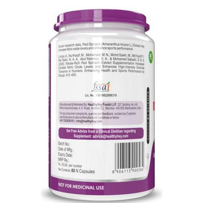 Healthyhey Natural Red Spinach Extract - 60 Capsules