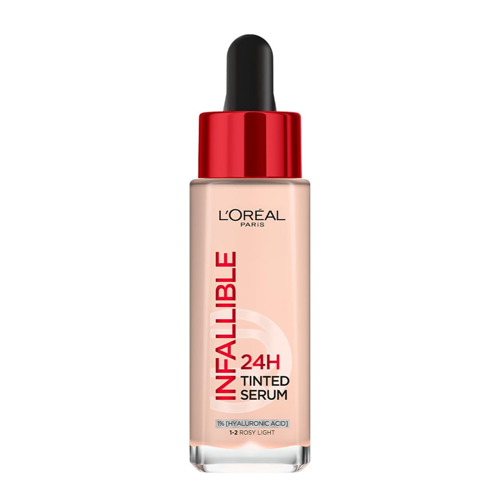 Lâ€™OrÃ©al Paris Infallible 24H Tinted Serum Foundation, Light-weight Coverage, Dewy & Radiant Finish, Transfer-proof, 30ml