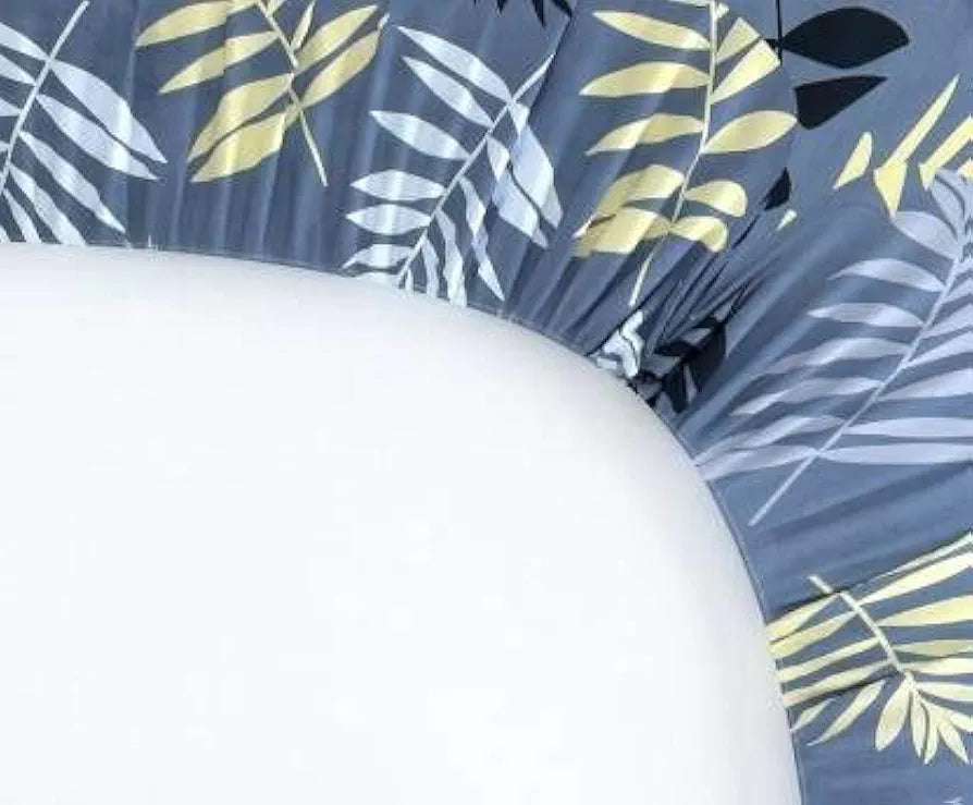 The Home Style Cotton Feel Glace Cotton 300 Threadcount Elastic Fitted Printed Queen Size Double Bed Bedsheet With 2 Pillow Cover 350 tc Midnight Leaf