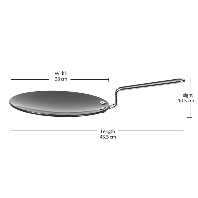 Milton Pro Cook Hard Anodized Tawa, 28 Cm, Dark Grey - 1600 gms