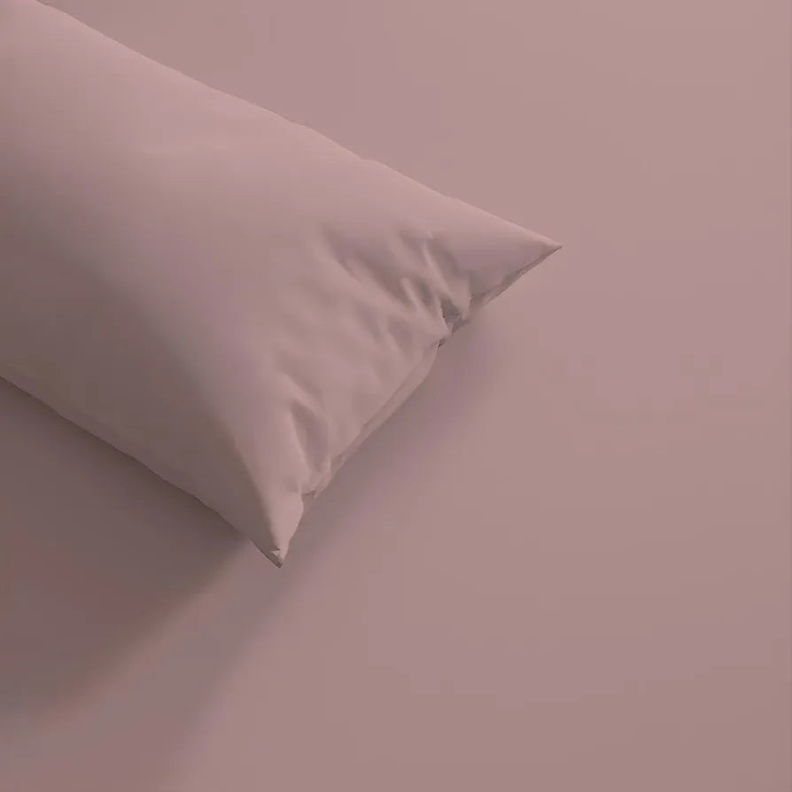 Trance Home Linen 300 TC Bamboo Fitted Queen Size Bedsheet Soft Breathable & Eco-Friendly Bedsheet with 2 Pillow Cover Colour Cameo Rose