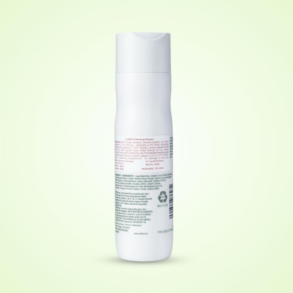 Wella Professionals Elements Renewing Shampoo | Gentle Cleanser for Shiny, Frizz-Free Hair | Sulphate Free Shampoo, Silicone, Paraben Free & Vegan | With Aloe Vera, Vitamin E