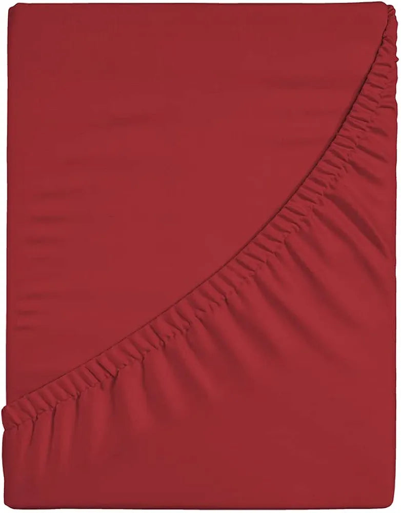 Layers Be Bold Cotton Elastic Fitted King Size Bedsheet for King Size Bed All Season Moisture Absorbent 140 TC Red