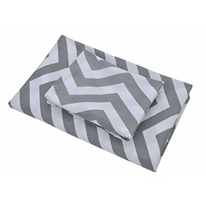 Cotton Double Bedsheet with 2 Pillow Covers - Modern White and Grey