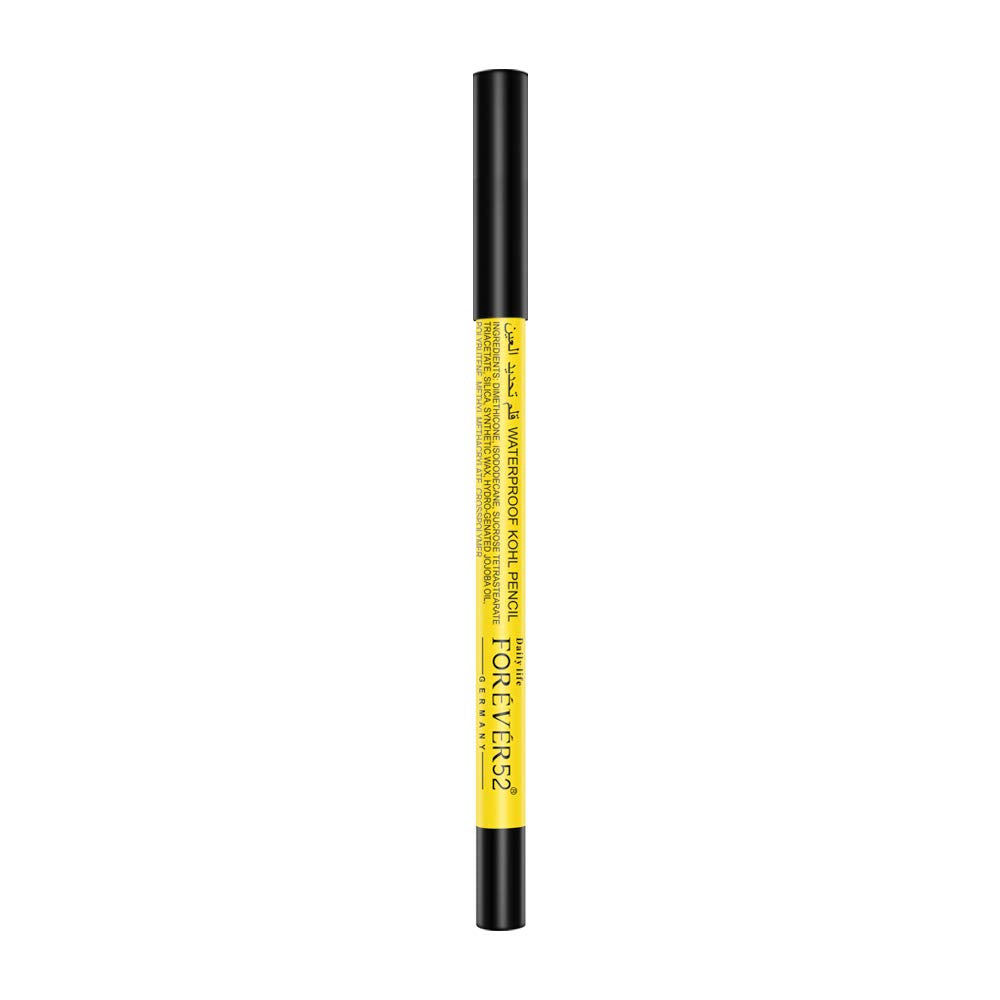 Daily Life Forever52 WATERPROOF KOHL PENCIL, Long Lasting, Smudge Proof, Water Proof, Single Stroke Velvet Finish, Highly Blendable Deep Black Kajal Pencil WKP100