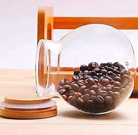 Femora Kitchen Storage Jars Borosilicate Glass With Wooden Lid Air Tight Jar | 1000 Ml | Pack of 1 | Transparent